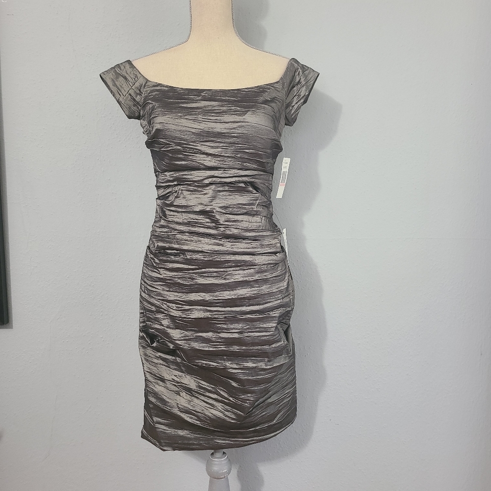 Alex‎ Evenings Pewter Cocktail Dress NWT Size 10